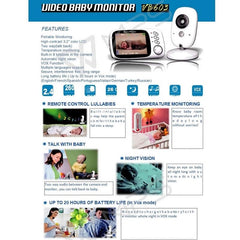 Wireless Baby Monitor With 2-Way Talk & Night Vision - 3.2 Lcd - 2.4Ghz - White-1915196640818499586