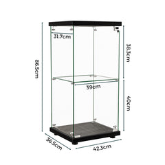 Stacked Display Cabinet Collection Storage Tempered Glass 2 Tier With Lock Black-1917016713753399298